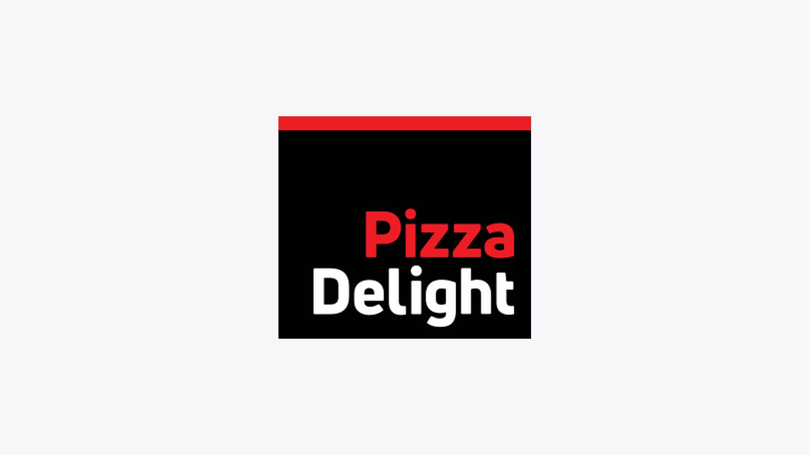 The Pizza Delight logo on a light gray ground