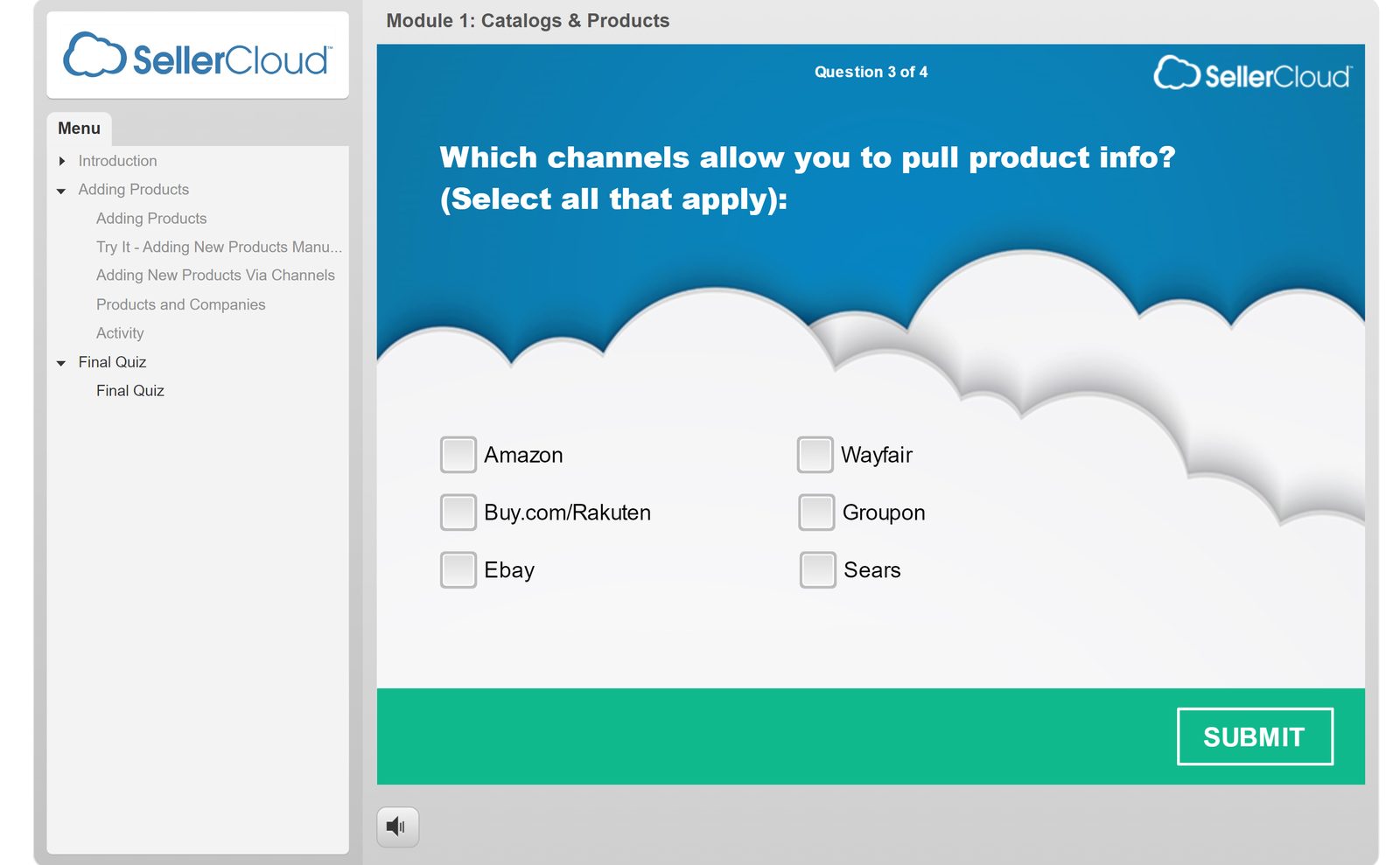 Select-all-that-apply question on which sales channels provide product information
