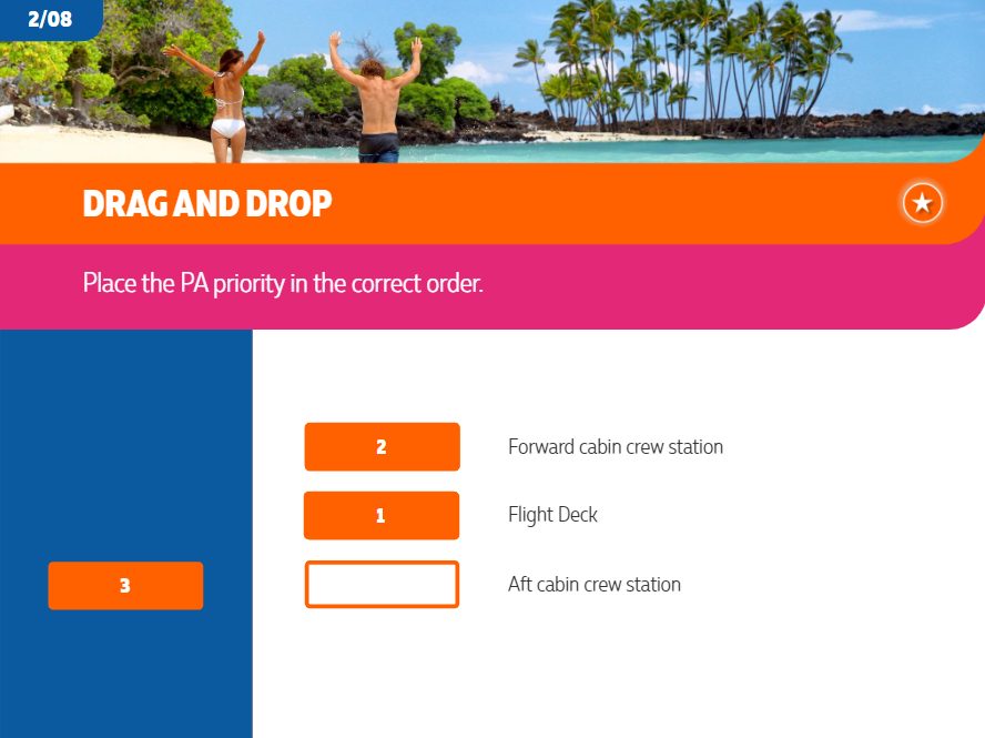 Drag-and-drop question asking learners to place the PA priority in order