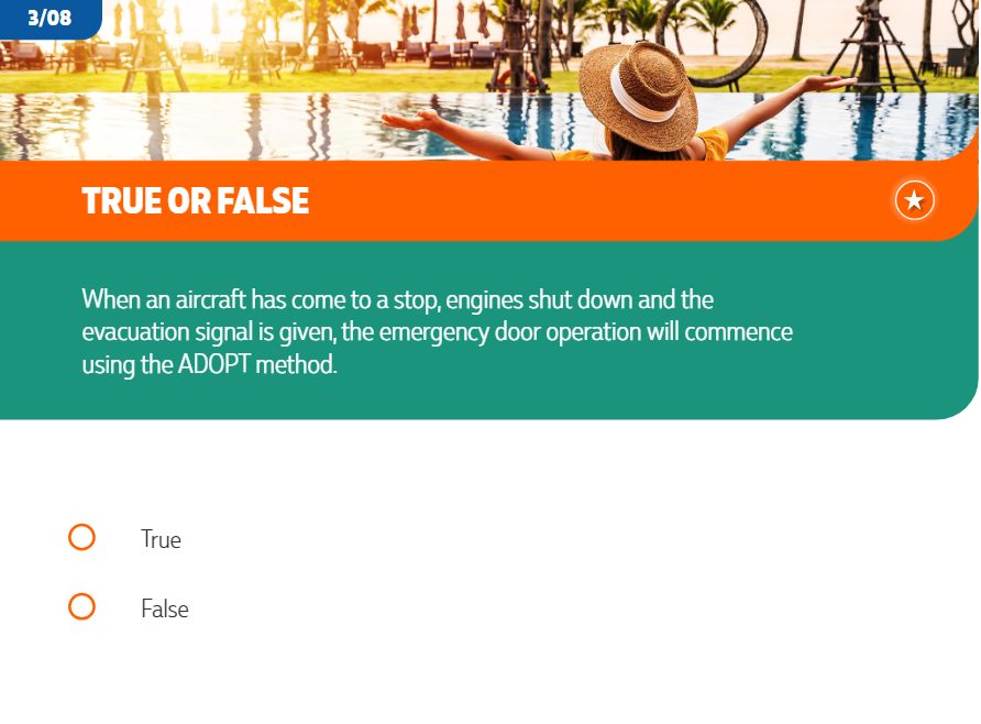 True-or-false question on emergency door operation