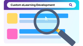 A search bar containing the phrase “Custom eLearning Development.”