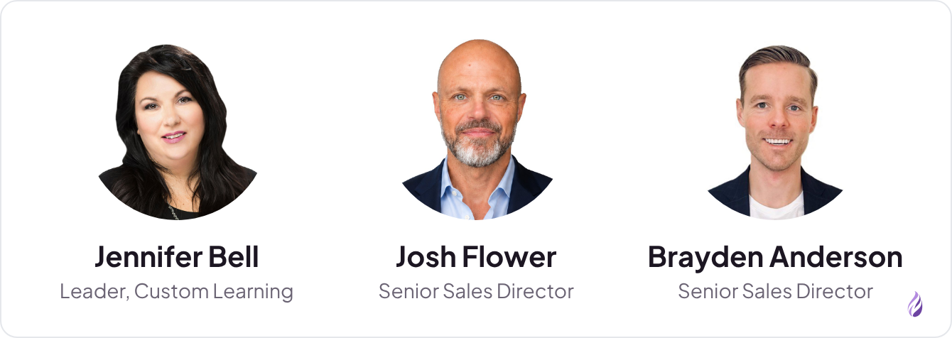 Jennifer Bell, Leader, Custom Learning; Josh Flower, Senior Sales Director; and Brayden Anderson, Senior Sales Director.